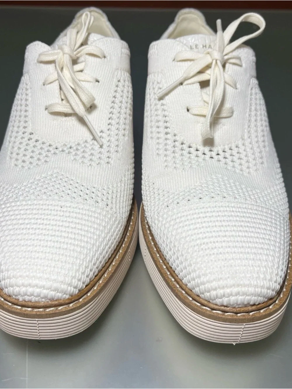 Cole Haan Women's 8.5B Grand360 Stitchlite Platform Wingtip Ivory Oxford W30261